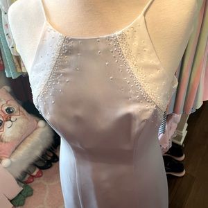 Vintage Cachet light periwinkle and white evening gown